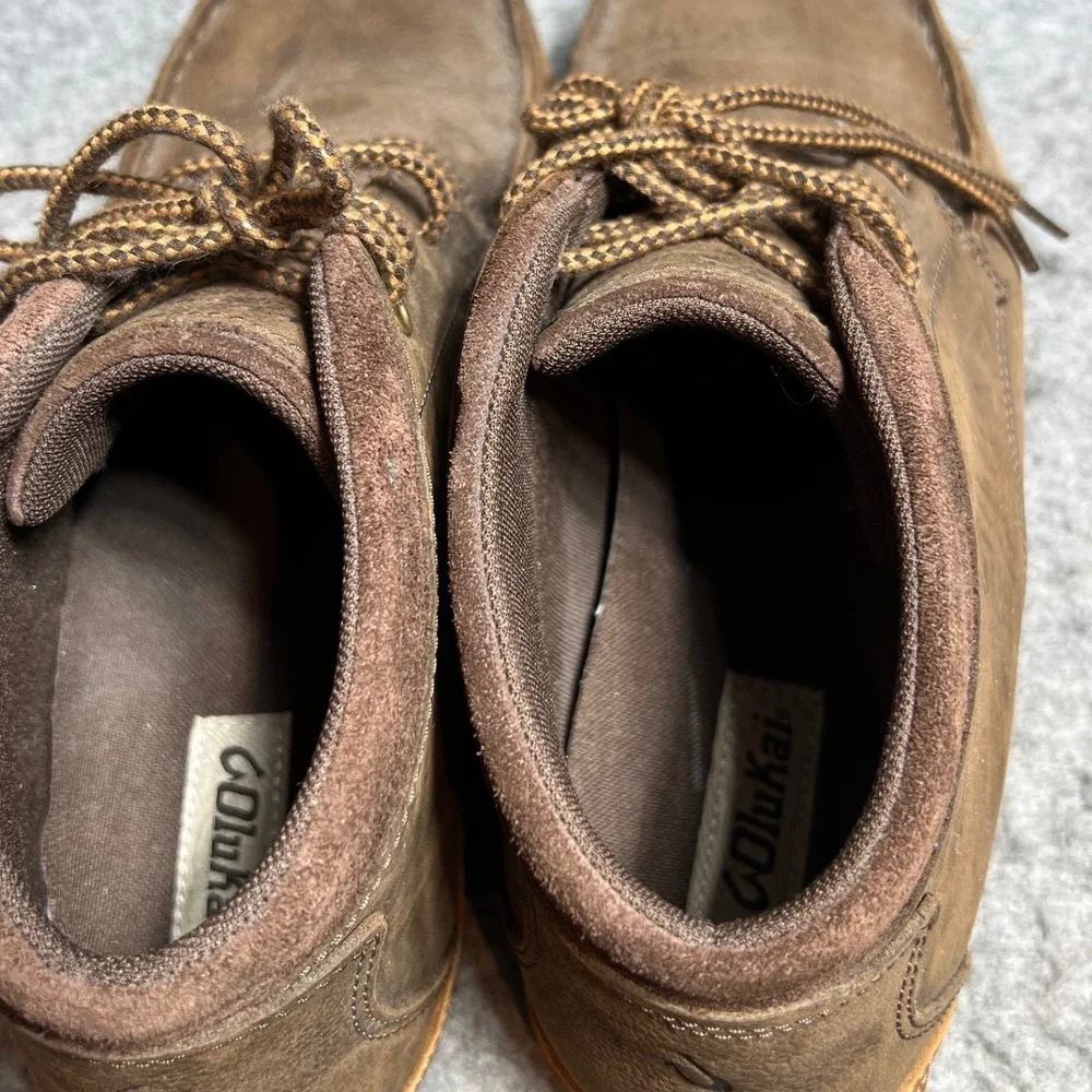 OluKai Hamakua Mens Dark Wood Brown Leather Chukka Comfort Boots Size 12